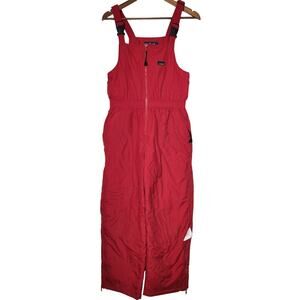 L.L. Bean Kids Snow Pants Bibs Overalls Large 14/16 Red Nylon Lined Adjustable